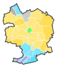 (Relative) Stimmenmehrheit nach Ortsteilen im 1. Wahlgang