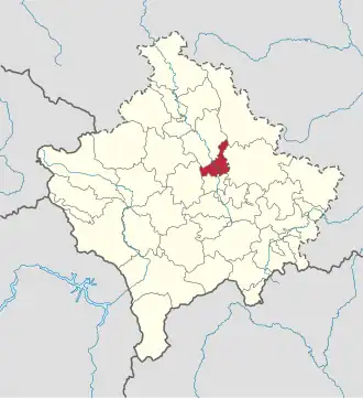 Lage der Gemeinde Obiliq im Kosovo (anklickbare Karte)