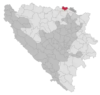 Lage der Gemeinde Odžak (Stadt) in Bosnien und Herzegowina (anklickbare Karte)
