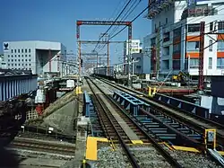 Im Bau befindlicher provisorischer Bahnsteig (1988)