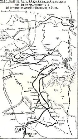 26. Inf.Div. im Osten Mai bis Oktober 1915