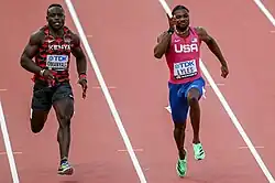 Der am Ende siebtplatzierte Ferdinand Omanyala (links) neben Noah&nbsp;Lyles