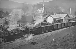 Eröffnung der Bregenzerwaldbahn mit zwei Loks der Reihe U