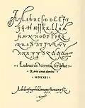 Cancellaresca mit kalligrafischen Versalien