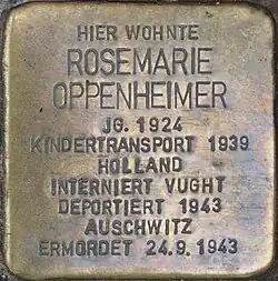 Stolperstein für Rosemarie Oppenheimer in der Mainzer Altstadt