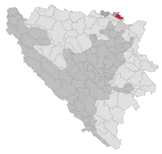 Lage der Gemeinde Orašje in Bosnien und Herzegowina (anklickbare Karte)