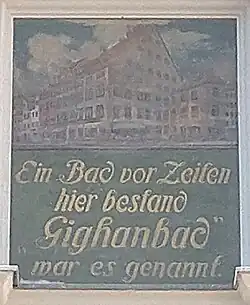 Gedenktafel an das Gighanbad am ORAG-Haus