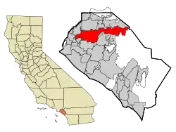 Lage Anaheims im Orange County und Kalifornien