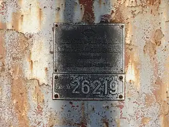 Fabriknummer und Hinweis auf die Produktionsstätte