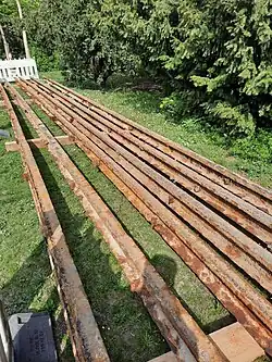 Original Straßenbahn Schienen aus Regensburg, Prüfeninger Straße April 2022