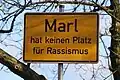 Sonder-Ortstafel mit politischer Botschaft, Marl