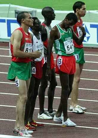 Abubaker Ali Kamal (Zweiter von links) – Rang sieben in 8:30,37&nbsp;min Abdelkader Hachlaf (ganz links) – Rang elf in 8:46,14&nbsp;min