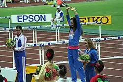 Siegerehrung für die Stabhochspringerinnen