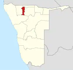 Lage der Region Oshana in Namibia