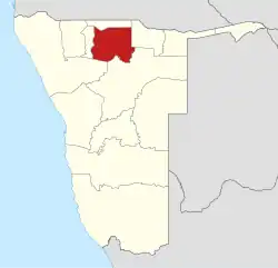 Lage der Region Oshikoto in Namibia