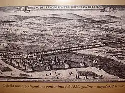 Suleiman-Brücke über die Drau, die zerstört wurde