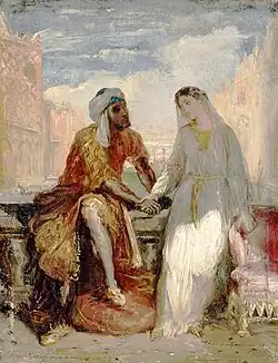 Othello und Desdemona in Venedig. Gemälde von Théodore Chassériau (1850)