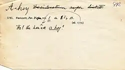 Clip mit Angabe einer Quelle, Vordruck zum Eintragen seltener Wörter bei Lektüre