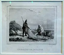 Pêcheurs de Biganos, Lithographie von Logé, nach G. de Galard