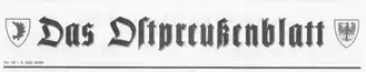 Schriftzug „Das Ostpreußenblatt“