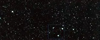 2013 YP139 von NEOWISE am 29. Dezember 2013 aufgenommen (Bildmitte unten)