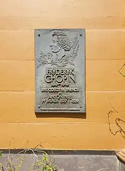 Erinnerungstafel am Jagdschloss Antonin