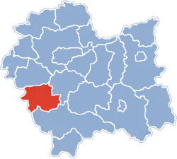 Lage des Powiat Suski in Kleinpolen