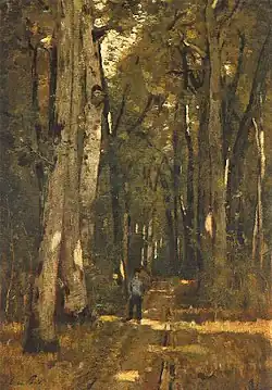 Weg im Wald von Fontainebleau (ungarisch Út a fontainebleau-i erdőben), Öl auf Leinwand, 1876, Bestand Ungarische Nationalgalerie, Budapest