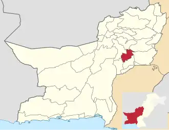Karte von Pakistan, Position von Distrikt Lehri hervorgehoben