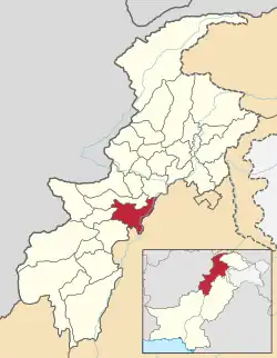 Karte von Pakistan, Position von Distrikt Kohat hervorgehoben