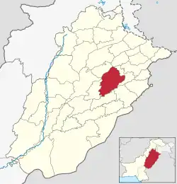 Karte von Pakistan, Position von Distrikt Faisalabad hervorgehoben