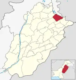 Karte von Pakistan, Position von Distrikt Gujrat hervorgehoben