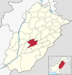 Karte von Pakistan, Position von Distrikt Khanewal hervorgehoben