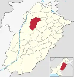 Karte von Pakistan, Position von Distrikt Khushab hervorgehoben