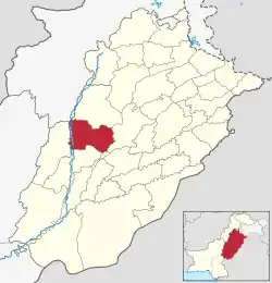 Karte von Pakistan, Position von Distrikt Layyah hervorgehoben