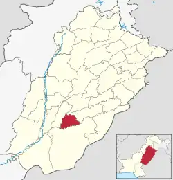 Karte von Pakistan, Position von Distrikt Lodhran hervorgehoben