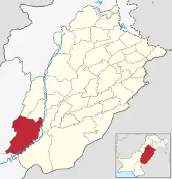 Karte von Pakistan, Position von Distrikt Rajanpur hervorgehoben