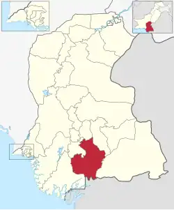 Karte von Pakistan, Position von Distrikt Badin hervorgehoben