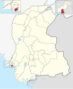 Karte von Pakistan, Position von Distrikt Korangi hervorgehoben