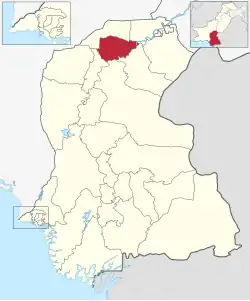 Karte von Pakistan, Position von Distrikt Shikarpur hervorgehoben