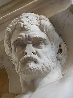 Kopf eines Atlanten mit abgeschnittener Nase