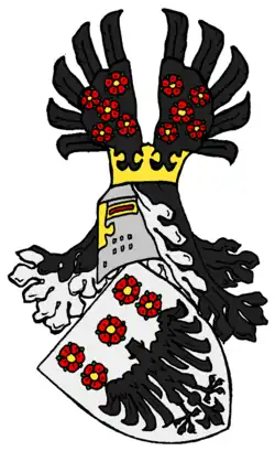 Kopfloser Adler im Wappen der Familie Hoven genannt Pampus