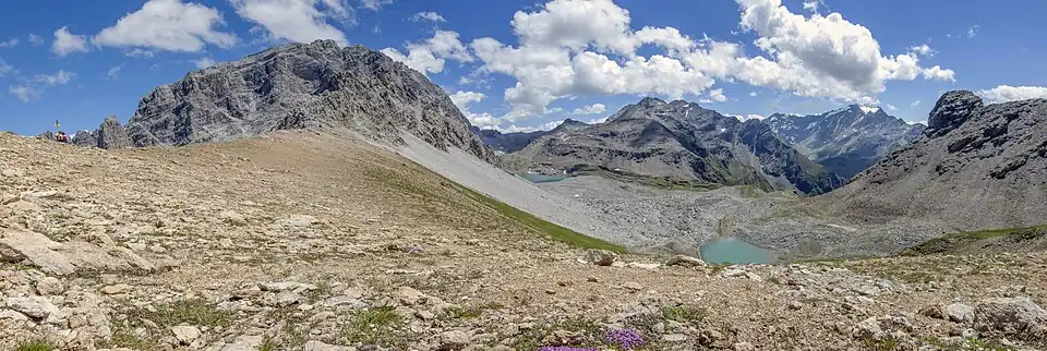 Blick vom Pass d’Ela auf den Kessel Laiets.