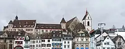 Panorama von Barfüsserplatz aus gesehen. Kohlberg, Lohnhof, Leonhardskirche