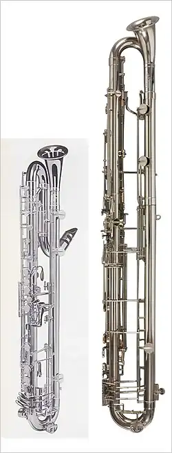 Klarinetten „Paperclip“ von Georges Leblanc Paris als Kontraalt- und als Kontrabassklarinette