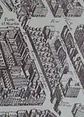 Plan de Turgot – Rue Neuve d’Orléans (heute: Boulevard Saint-Denis) mit den beiden Stadttoren; 1739