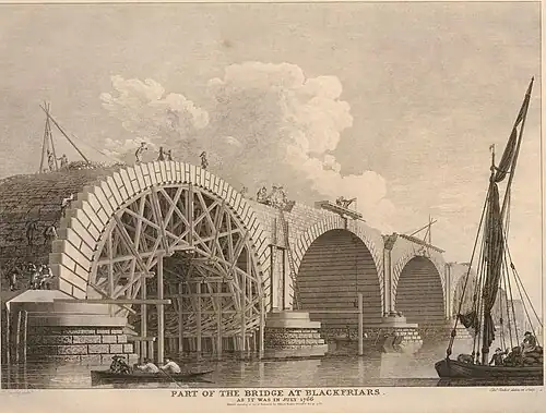Blackfriars Bridge im Bau 1766