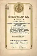 Passagierliste der XI. Vergnügungsfahrt 1912 (119&nbsp;×&nbsp;181&nbsp;mm)