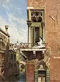Anna Passini auf dem Balkon des Palazzo Priuli in Venedig (um 1866)