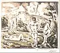 Paul Cézanne, Les Baigneurs (Grande Planche), Farblithographie, 47,4 × 62 cm, 1896–1897.